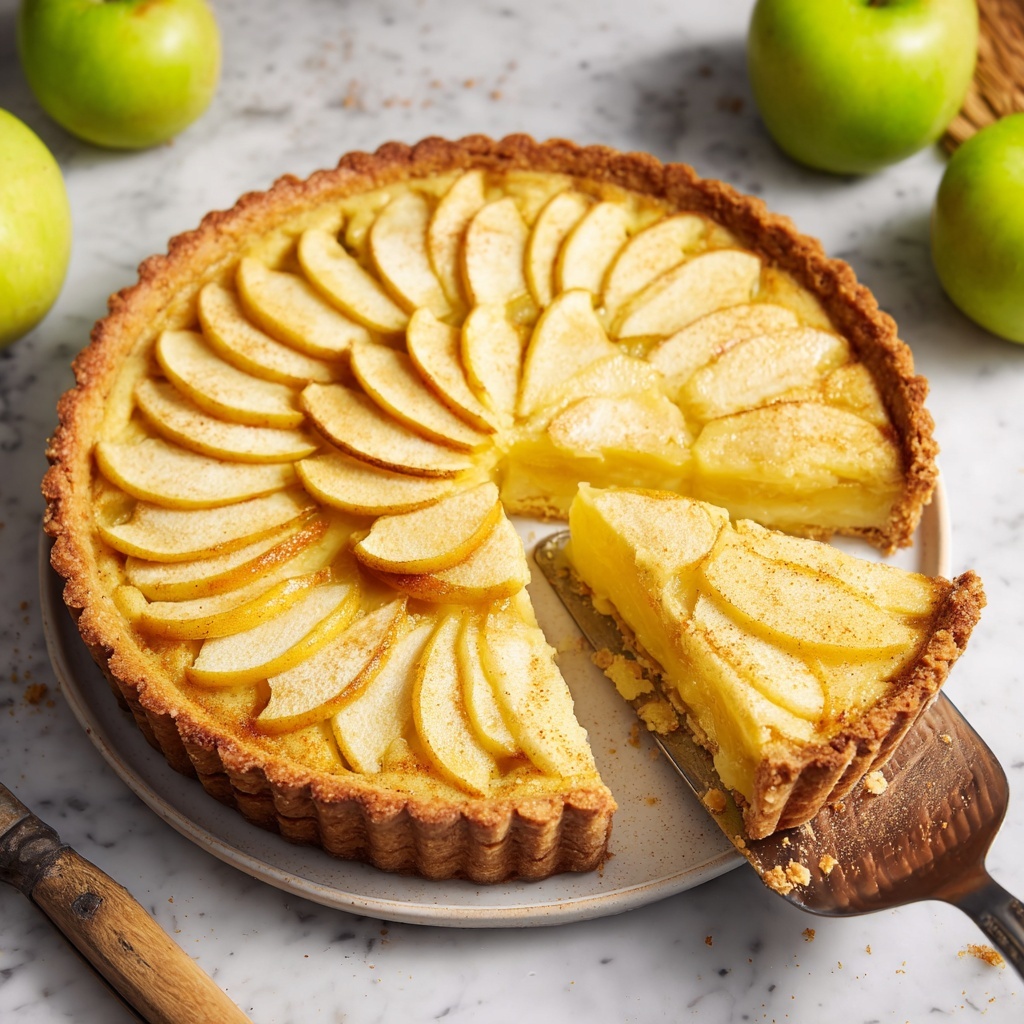 Vegan Apple Custard Tart (Tarte Normande) Recipe - Recipe Image