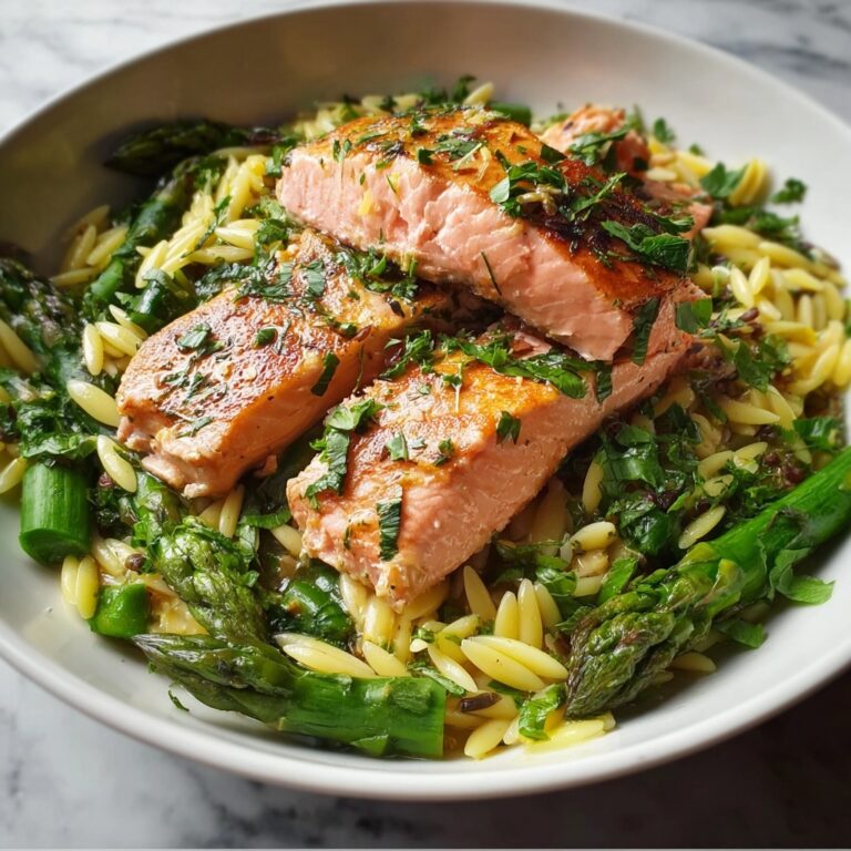 Comforting Salmon Asparagus Orzo Salad Recipe