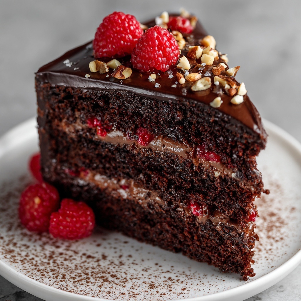Extra Moist Chocolate, Raspberry & Roasted Hazelnut Cake with Whipped Ganache Recipe - Recipe Image