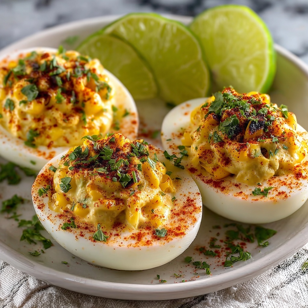 Irresistible Elote Deviled Eggs with Zesty Chipotle Mayo Recipe - Recipe Image