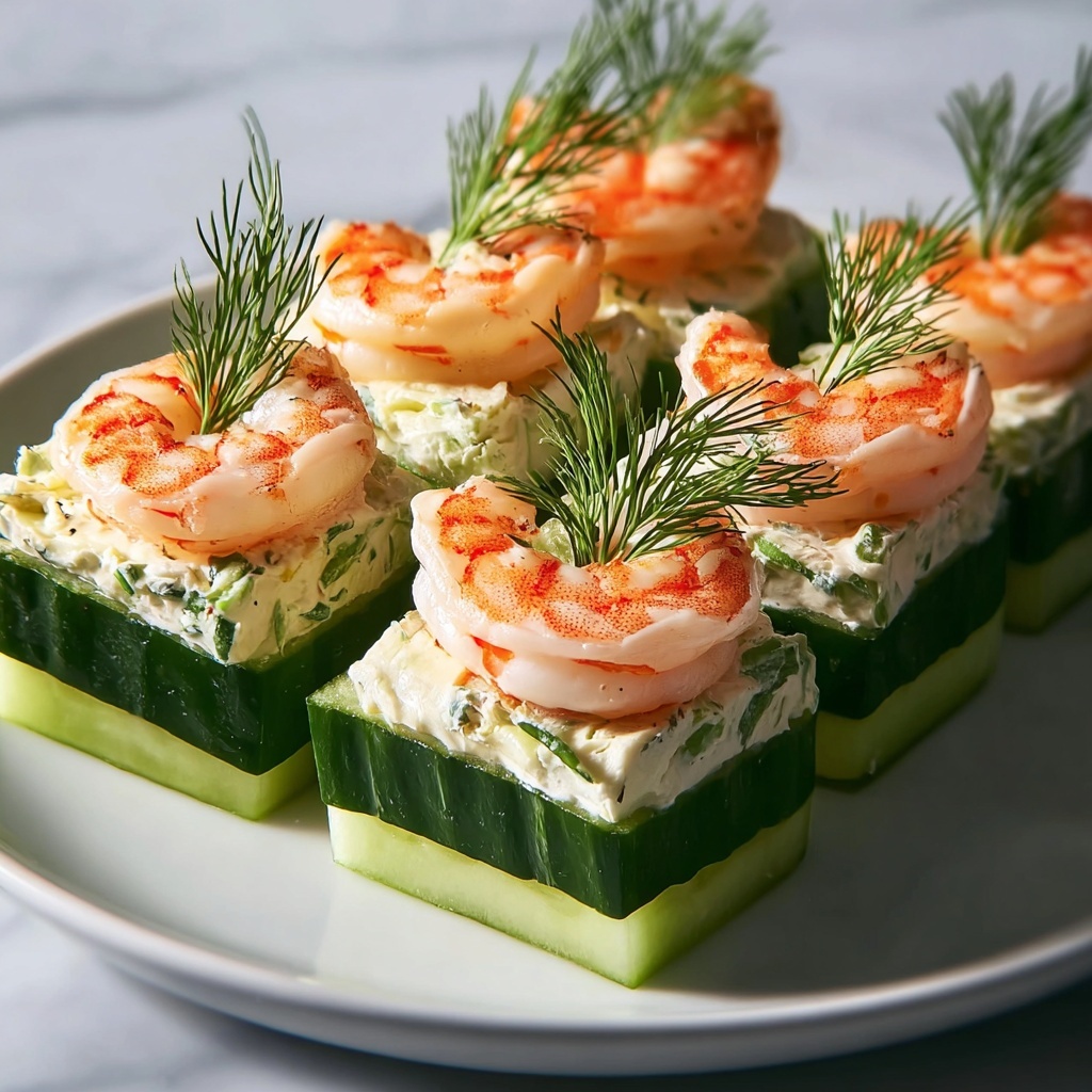 Delicious Cucumber Shrimp Canapes with Herbed Cream Cheese Recipe - Recipe Image