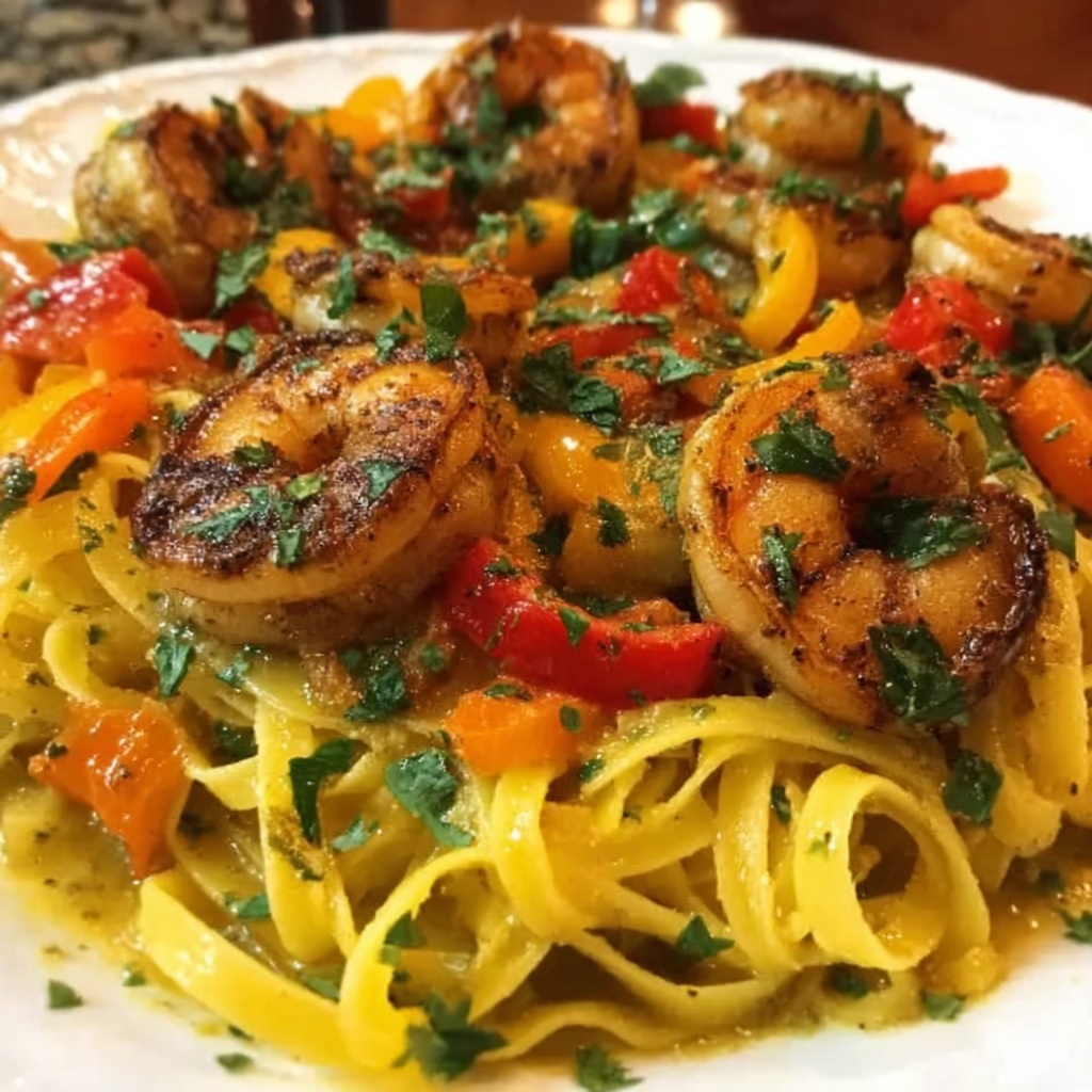 Creamy Jamaican Shrimp Rasta Pasta Recipe - Recipe Image