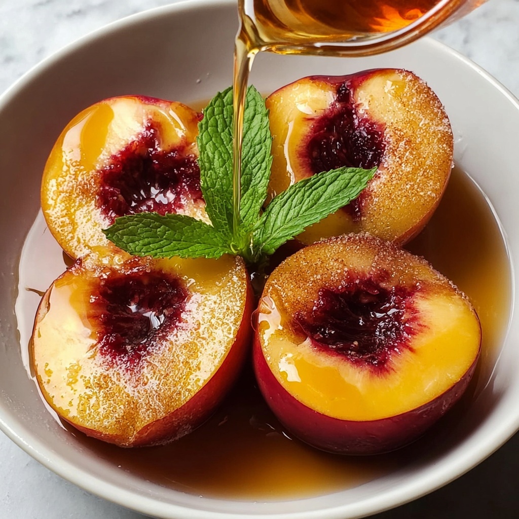 Cinnamon Sugar Baked Peaches with Crunchy Streusel Topping Recipe - Recipe Image