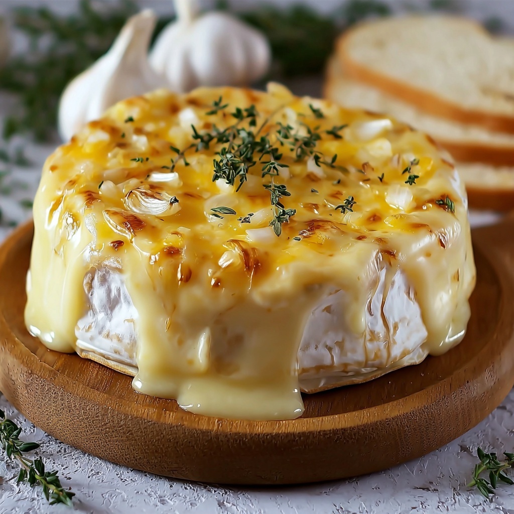 Savory Baked Brie with Garlic and Herbs Recipe - Recipe Image