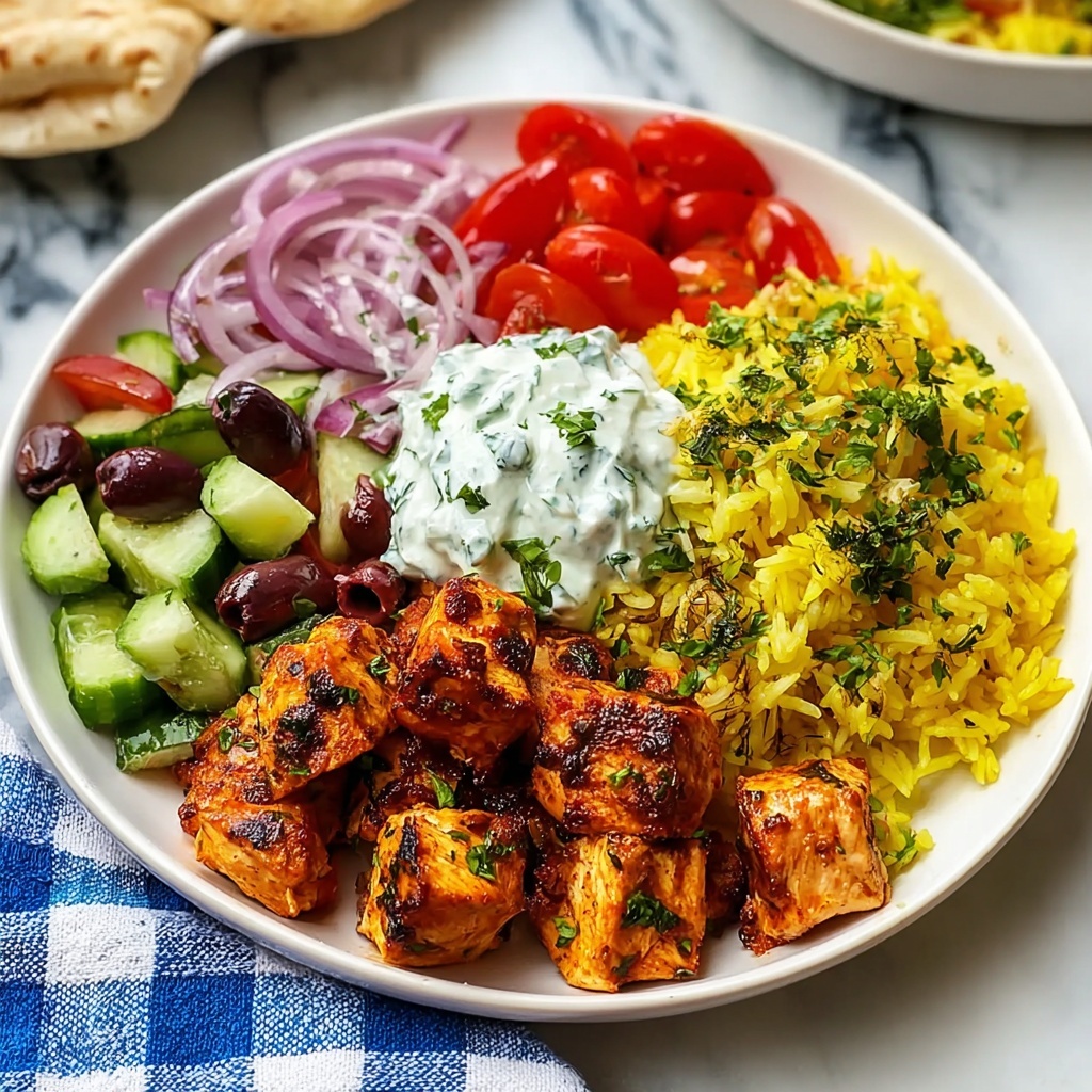 Instant Pot Chicken Souvlaki with Lemon Rice and Greek Salad Recipe - Recipe Image