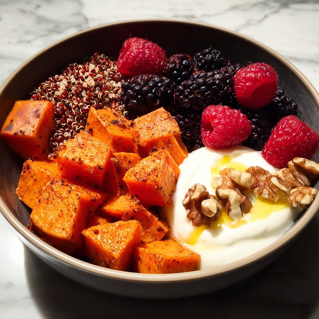 Sweet Potato Breakfast Bowl with Quinoa, Greek Yogurt, and Berries Recipe - Recipe Image