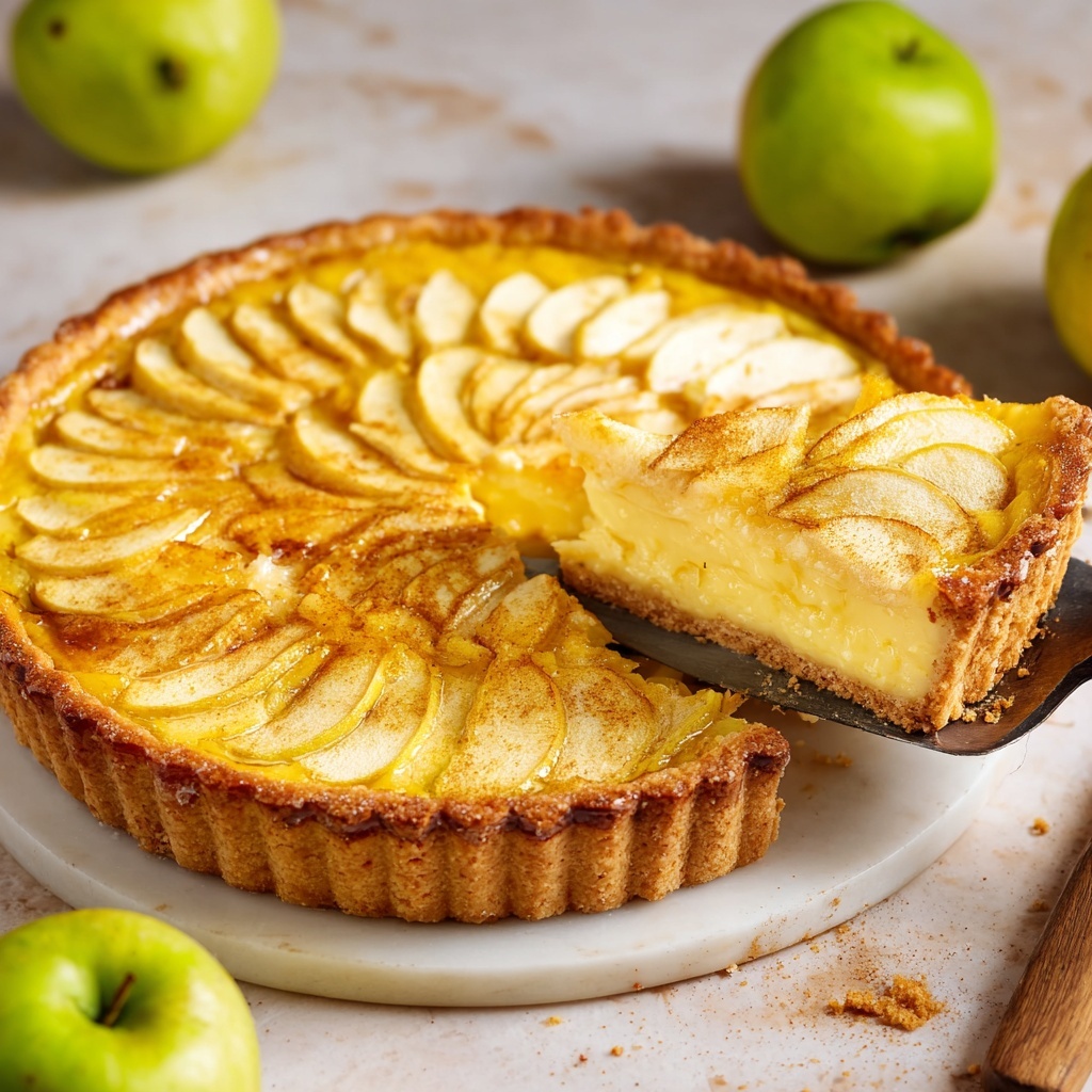 Vegan Apple Custard Tart (Tarte Normande) Recipe - Recipe Image