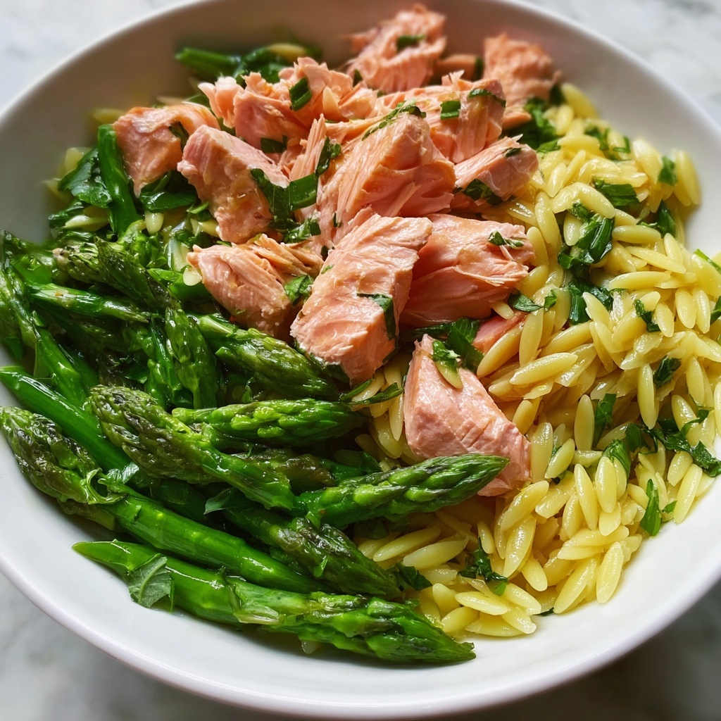 Comforting Salmon Asparagus Orzo Salad Recipe - Recipe Image