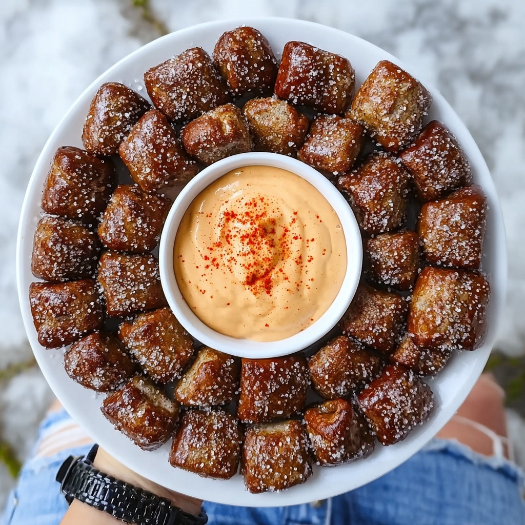 Soft Pretzel Bites with Vegan Cheese Sauce Recipe - Recipe Image