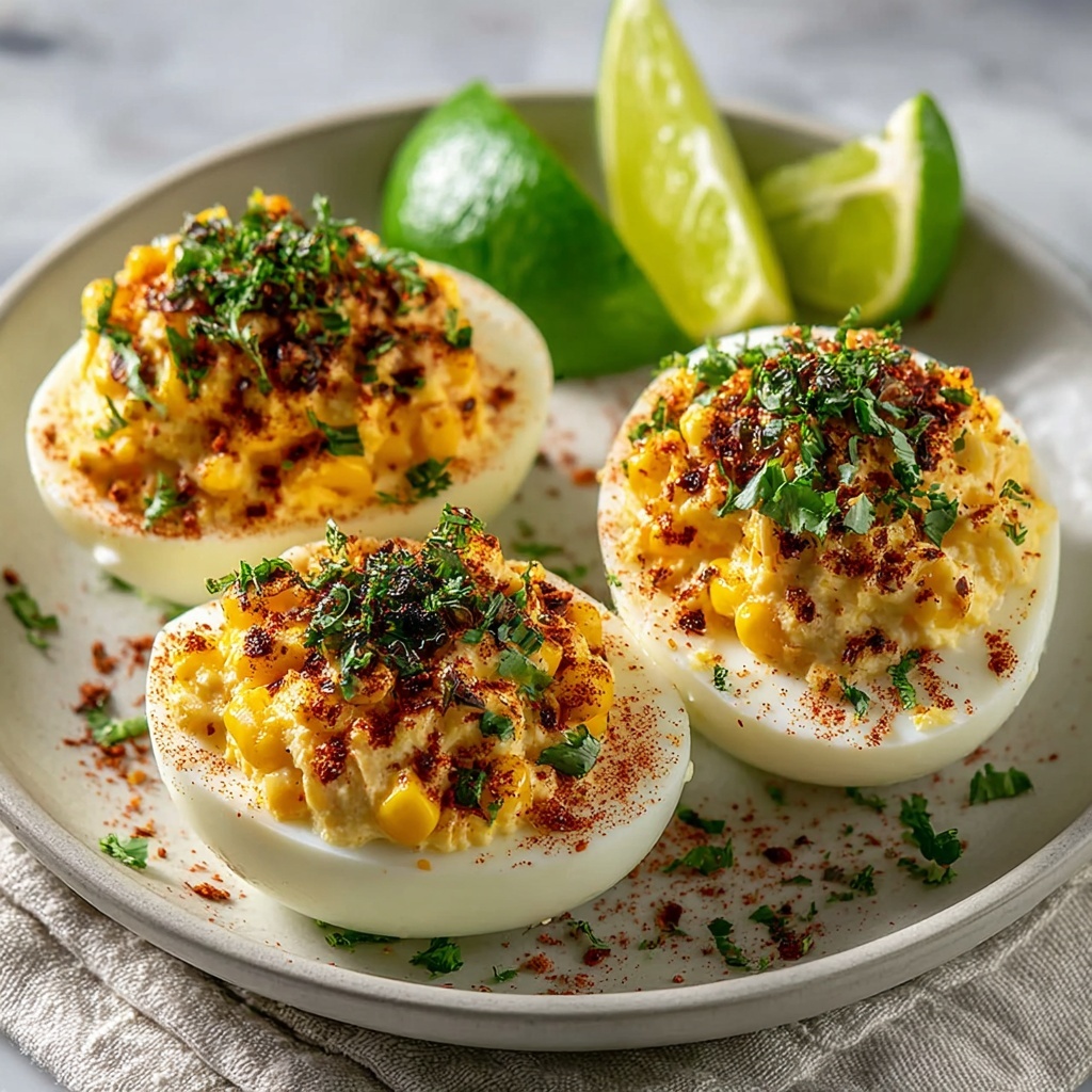 Irresistible Elote Deviled Eggs with Zesty Chipotle Mayo Recipe - Recipe Image