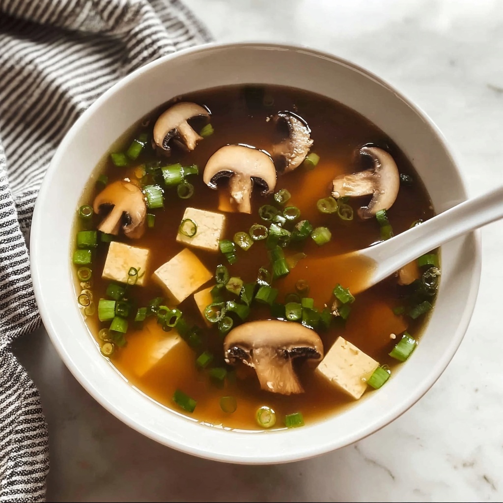 Japanese Clear Soup with Tofu and Mushrooms Recipe