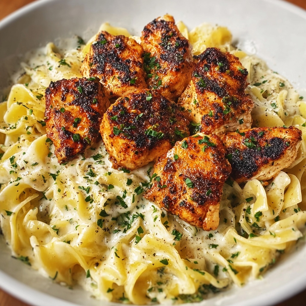Garlic Butter Chicken Bites with Creamy Parmesan Pasta Recipe - Recipe Image