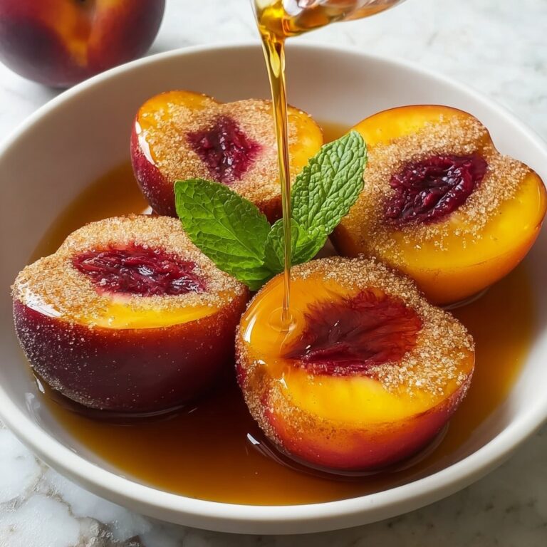Cinnamon Sugar Baked Peaches with Crunchy Streusel Topping Recipe