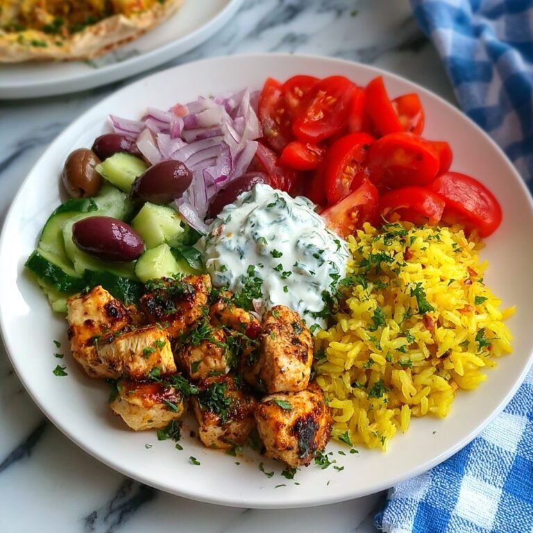 Instant Pot Chicken Souvlaki with Lemon Rice and Greek Salad Recipe