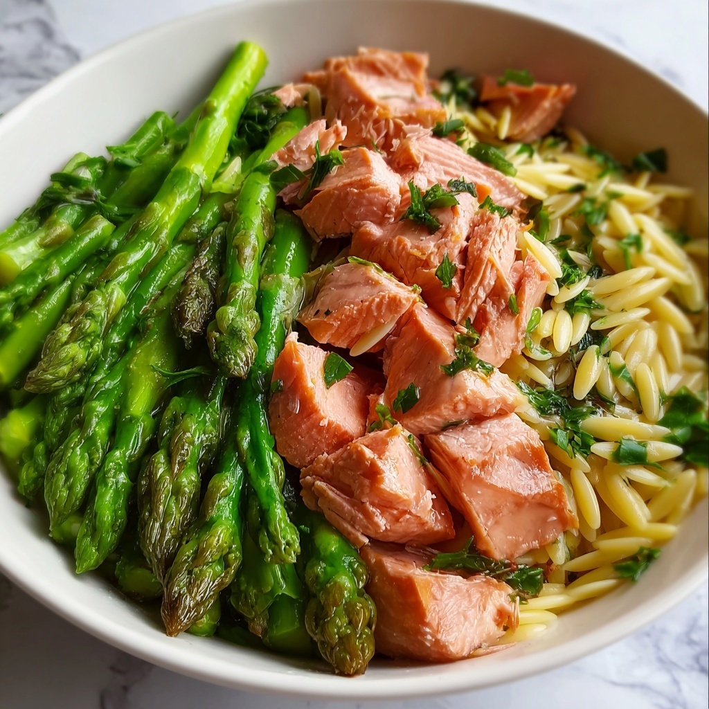 Comforting Salmon Asparagus Orzo Salad Recipe - Recipe Image